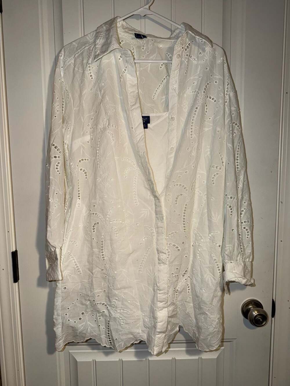 Roller Rabbit x Target White Eyelet Palm Tree Shirt Dress Cover-Up
